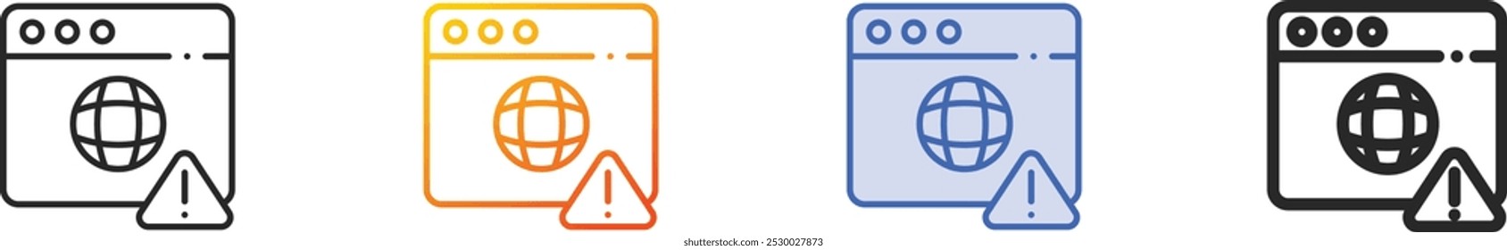 icono de internet. Diseño lineal delgado, degradado, trazo azul y estilo audaz aislado sobre fondo blanco