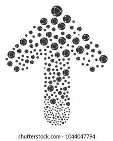Internet illustration combined in the shape of upwards directional arrow. Forward oriented arrow shape constructed from internet items.