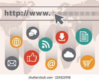 Internet illustration with web icons