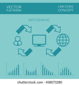 Internet Infographic flat design. Vector concept illustration