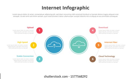 internet infographic with upload and download cloud for slide template presentation - vector