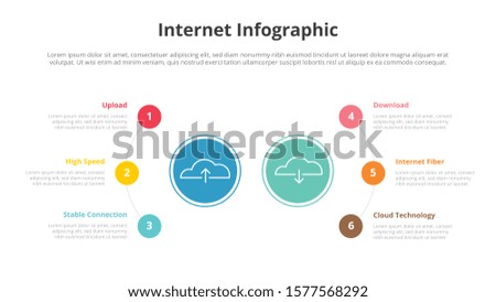 internet infographic with upload and download cloud for slide template presentation - vector