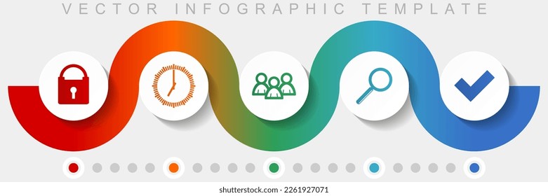 Internet infographic vector template with icon set, miscellaneous icons such as padlock, watch, people, lens and vote for webdesign and mobile applications