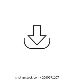 Internet and interface concept. Modern outline high quality illustration for banners, flyers and web sites. Editable stroke in trendy flat style. Line icon of download sign 
