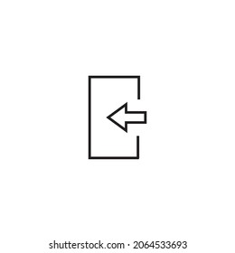 Internet and interface concept. Modern outline high quality illustration for banners, flyers and web sites. Editable stroke in trendy flat style. Line icon of arrow and exit sign 