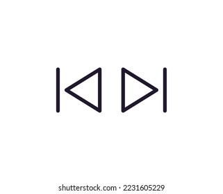 Internet y símbolos de interfaz en estilo de línea. Firma vectorial para aplicaciones, sitios web, interfaz de usuario. Perfecto para sitios web, aplicaciones, tiendas, tiendas. Icono de línea del vector de rebobinado 