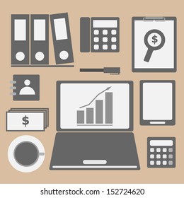 Internet investor at home office icon, stock vector