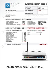 Internet-Dienstanbieter gibt Bill Document Template Layout mit Router aus 