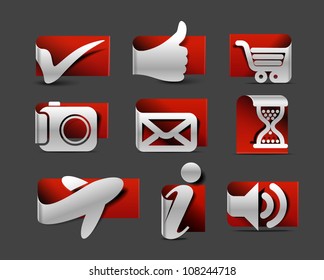 Internet label style icons set design.