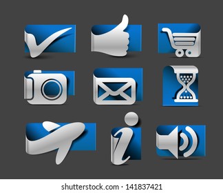 Internet label style icons set design.
