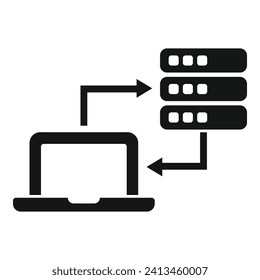 Icono de proveedor de portátiles de Internet vector simple. Biblioteca de almacenamiento oscuro. Administración en línea