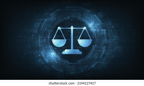 Internet law concept.Cyber Law as digital legal services Labor law, Lawyer, on Dark Blue blurred background.