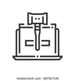 Internet law icon, part of the square icons, law and justice icon set. The illustration is a vector, editable stroke, thirty-two by thirty-two matrix grid, pixel perfect file.