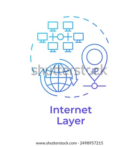 Internet layer blue gradient concept icon. TCP-IP. IP address. Internet protocol. Telecommunication. Round shape line illustration. Abstract idea. Graphic design. Easy to use in blog post