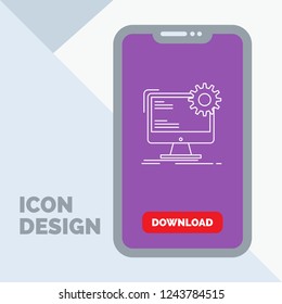 Internet, layout, page, site, static Line Icon in Mobile for Download Page