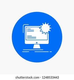Internet, layout, page, site, static White Glyph Icon in Circle. Vector Button illustration