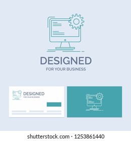 Internet, layout, page, site, static Business Logo Line Icon Symbol for your business. Turquoise Business Cards with Brand logo template