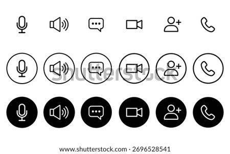 Internet learning media business concept set icon. Video conference and online meeting workspace, on-line video chat app buttons, internet talk symbol. vector illustration.