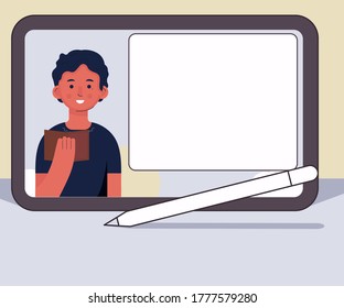 internet learning, the socail distancing, education on internet with computer notebook, the connection with teacher and student by internet, new normal, online learning, distance education, education
