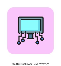 Icono de línea de Vector de aprendizaje de Internet. Tecnologías modernas, estudiar, en línea. La Ilustración vectorial se puede utilizar para temas como educación, cualificación, RR. HH
