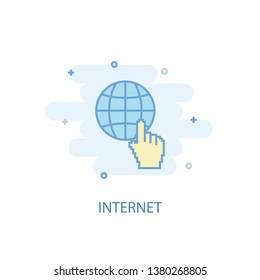 internet line concept. Simple line icon, colored illustration. internet symbol flat design. Can be used for UI/UX