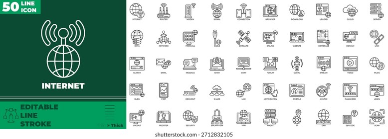 Internet Line Editable Icons set (Conjunto de ícones editáveis na linha da Internet)
