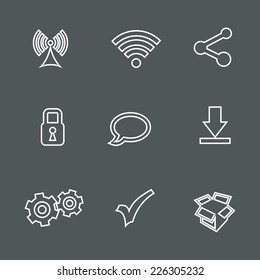 Internet line icon set