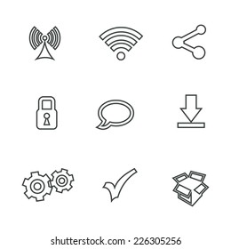 Internet line icon set