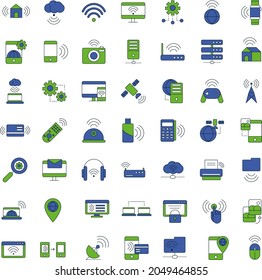 Internet line icons flat vector color collection set