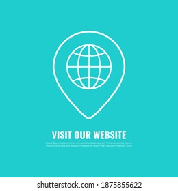 Internet Location Vector Pin Icon, Visit Our Website Poster