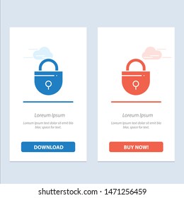 Internet, Lock, Locked, Security  Blue and Red Download and Buy Now web Widget Card Template. Vector Icon Template background