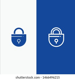 Internet, Lock, Locked, Security Line and Glyph Solid icon Blue banner Line and Glyph Solid icon Blue banner. Vector Icon Template background