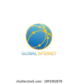 internet logo circle outline color illustration globe design template vector