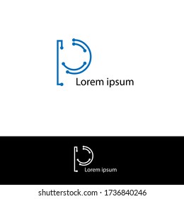 Internet logo. square shape design concept template , latter p logo