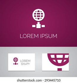internet logo template icon design elements with business card 