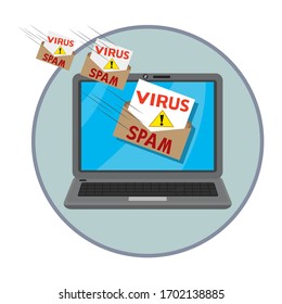 Internet Malicious Emails Spam, illustration vector cartoon

