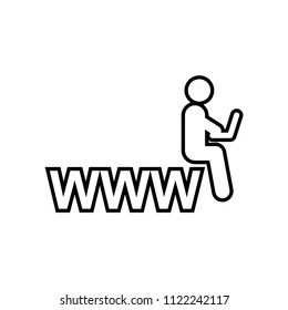 Internet man sitting with a laptop vector icon