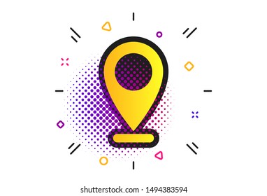 Internet mark icon. Halftone dots pattern. Navigation pointer symbol. Position marker sign. Classic flat internet icon. Vector