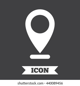 Internet mark icon. Navigation pointer symbol. Position marker sign. Graphic design element. Flat internet mark symbol on dark background. Vector