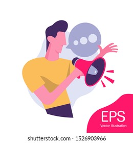 Internet Marketer. Digital marketing concept. Social network and media communication. SEO, SEM and promotion. Flat Vector Illustration