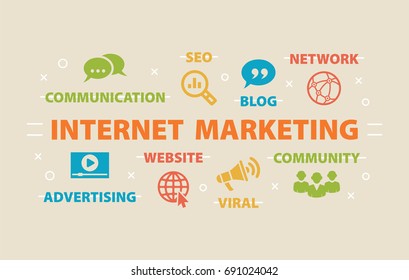 Internet Marketing. Concept with icons and signs.