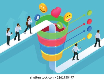 Internet marketing concept infographics background with sales funnel customers and web signs isometric vector illustration - Powered by Shutterstock - Get 15% off with code: PIKWIZARD15