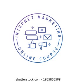 Internet marketing course icon. Online education logo template
