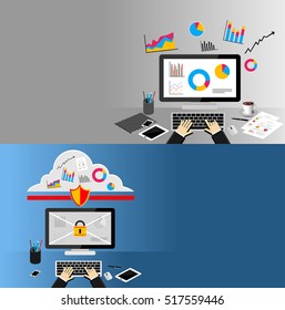 Internet Marketing and Data Protection concept illustration.