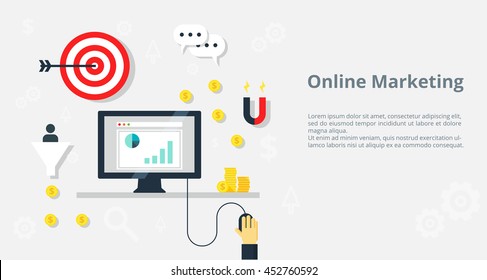 Internet Marketing and e-commerce concept. Vector illustration for website element , web banner and promotional materials.