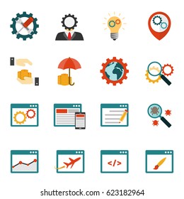 Internet marketing flat icons set