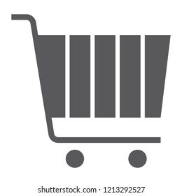 Internet marketing glyph icon, market and commerce, shopping cart sign, vector graphics, a solid pattern on a white background, eps 10.