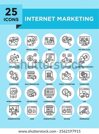 Internet Marketing icon collection set. Containing design online, business, internet, marketing, technology, digital	