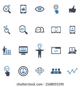 Internet and marketing icons - Blue Version