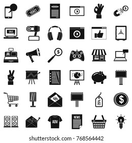 Internet marketing icons set. Simple style of 36 internet marketing vector icons for web isolated on white background